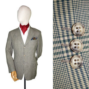 VINTAGE DUNHILL 36R GRAY CHECK SPORT COAT